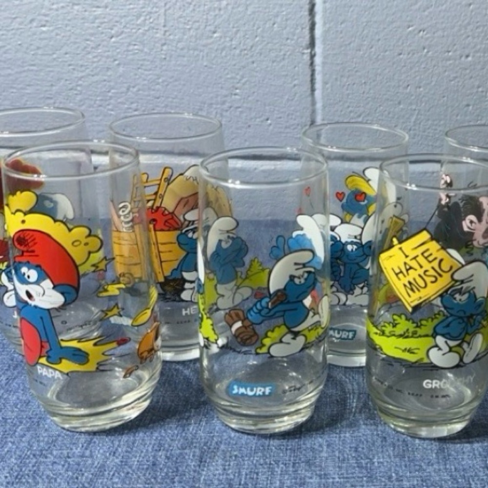 Set of 7 Vintage Smurf Glasses 1980’s